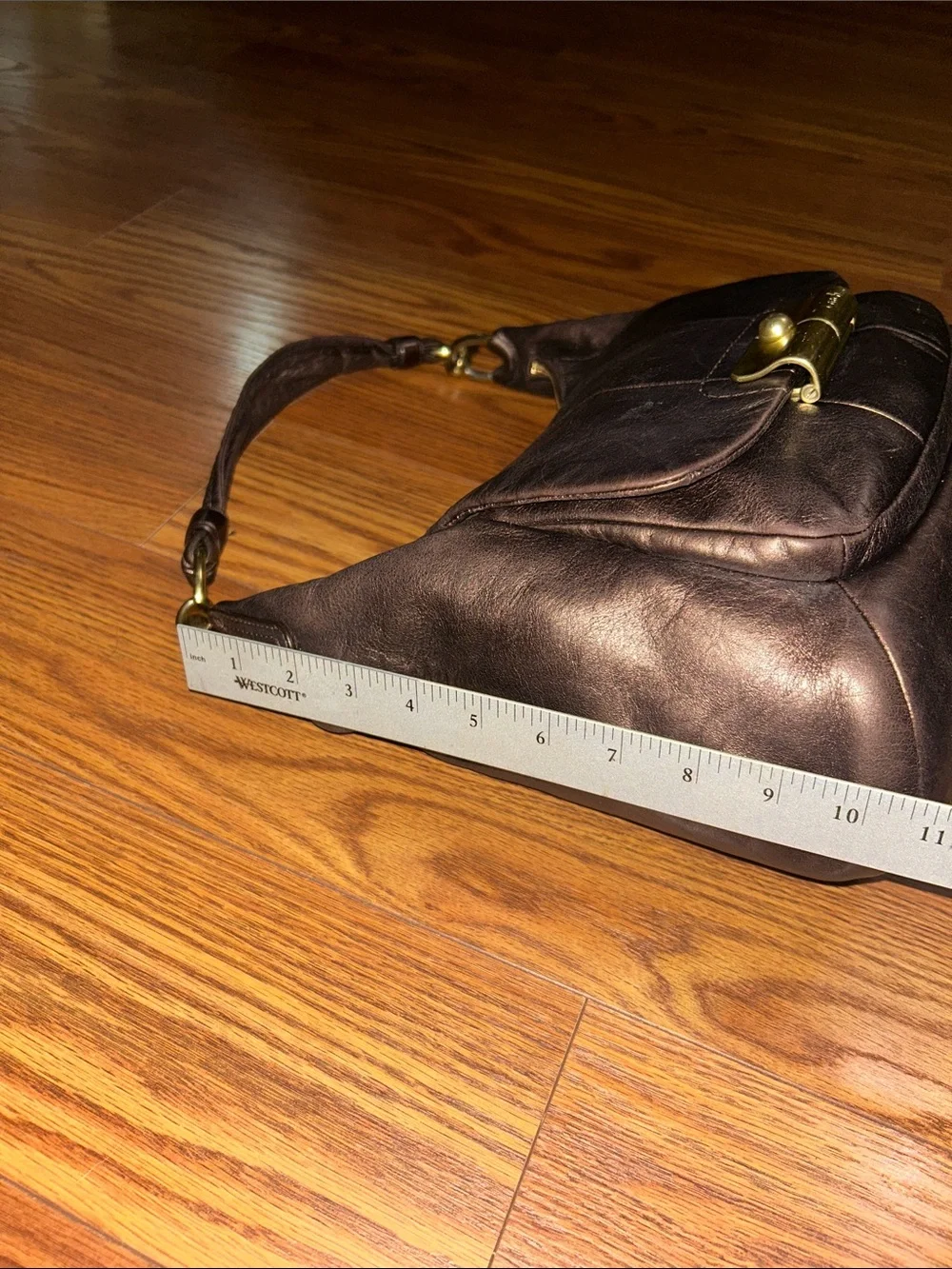 COACH Kristin Metallic Bronze Leather Convertible Hobo Crossbody Bag – Style 188